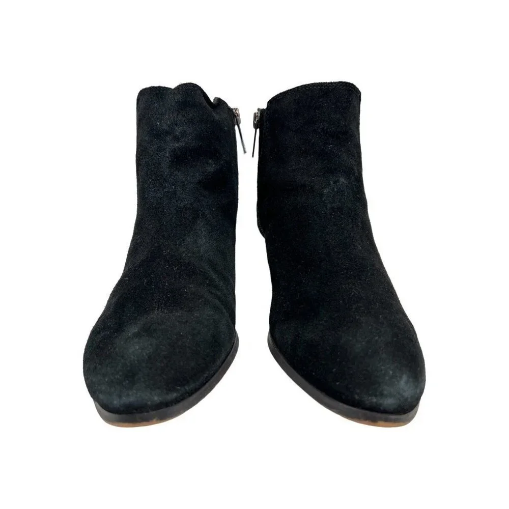 Vince Camuto Womens 7.5‎ Tricera Black Leather  Ankle  Booties Side Zip